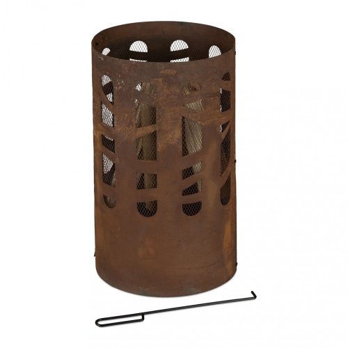 Mobile fire pit 60x37 cm decorative brown corten steel garden fire pit basket outdoor burner