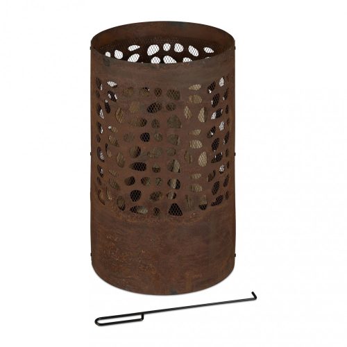 Mobile fire pit 60x37 cm rustic corten steel garden fire pit basket outdoor burner