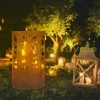 Mobile fire pit 60x37 cm decorative brown corten steel garden fire pit basket outdoor burner