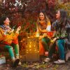 Mobile fire pit 60x37 cm decorative brown corten steel garden fire pit basket outdoor burner