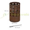 Mobil tűzrakó 60x37 cm díszes barna corten acél kerti tűzrakó kosár kültéri tüzelő