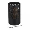 Mobile fire pit 60x37 cm rustic black steel garden fire pit basket outdoor burner