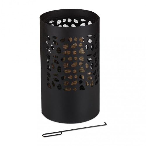 Mobile fire pit 60x37 cm rustic black steel garden fire pit basket outdoor burner