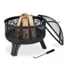 Mobile fire pit 60x60 cm black decorative garden fire pit for outdoor burning on terrace for veranda