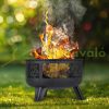 Mobile fire pit 60x60 cm black decorative garden fire pit for outdoor burning on terrace for veranda