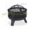 Mobile fire pit 60x60 cm black decorative garden fire pit for outdoor burning on terrace for veranda