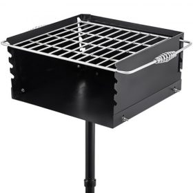   Kültéri faszenes grill 41x41 cm grillezőfelület 4 fokozatban állítható 360°-ban forgatható