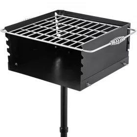   Kültéri faszenes grill 41x41 cm grillezőfelület 4 fokozatban állítható 360°-ban forgatható