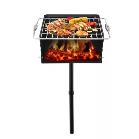   Kültéri faszenes grill 41x41 cm grillezőfelület 4 fokozatban állítható 360°-ban forgatható
