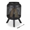 Mobile fire pit 69x44 cm net made of black polished steel garden fire pit basket outdoor burner
