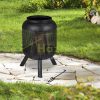 Mobile fire pit 69x44 cm net made of black polished steel garden fire pit basket outdoor burner