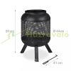 Mobile fire pit 69x44 cm net made of black polished steel garden fire pit basket outdoor burner