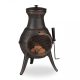 Garden fire pit 71x39x35 cm bronze-black cast iron fireplace outdoor stove burning for terrace for veranda