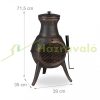 Garden fire pit 71x39x35 cm bronze-black cast iron fireplace outdoor stove burning for terrace for veranda