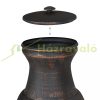 Garden fire pit 71x39x35 cm bronze-black cast iron fireplace outdoor stove burning for terrace for veranda