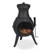 Garden fire pit 71x39x35 cm black cast iron fireplace outdoor stove burning for terrace for veranda