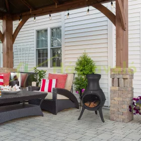   Kerti tűzrakó 71x39x35 cm fekete öntöttvas kandalló kültéri kályha tüzelő teraszra verandára