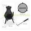 Garden fire pit 71x39x35 cm black cast iron fireplace outdoor stove burning for terrace for veranda