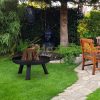 Mobile fire pit 80 cm diameter black round steel garden fire pit 3 legs outdoor fire pit for patio porch