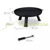Mobile fire pit 80 cm diameter black round steel garden fire pit 3 legs outdoor fire pit for patio porch