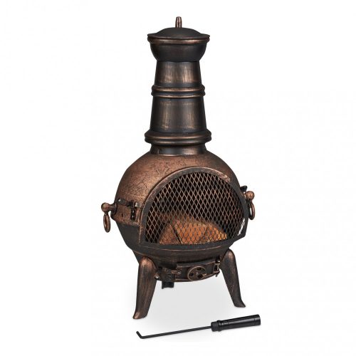 Garden fire pit 86x46x38 cm cast iron fireplace bronze outdoor stove burning for terrace 