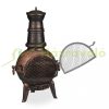 Garden fire pit 86x46x38 cm cast iron fireplace bronze outdoor stove burning for terrace 