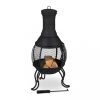 Garden fire pit 88x38x38 cm black cast iron fireplace outdoor stove burning for terrace for veranda