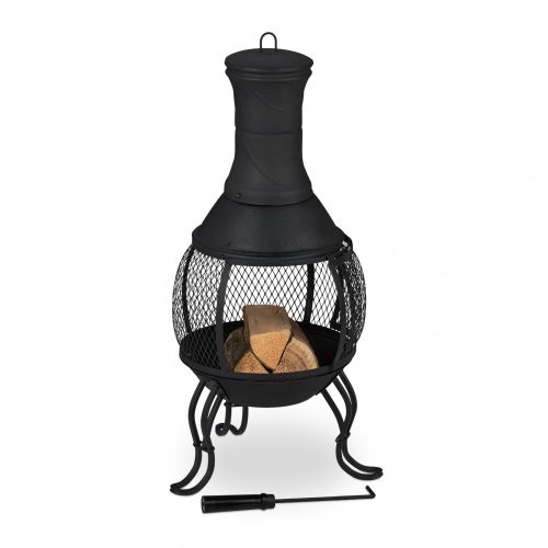 Garden fire pit 88x38x38 cm black cast iron fireplace outdoor stove burning for terrace for veranda