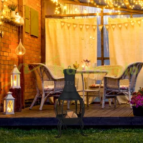   Kerti tűzrakó 88x38x38 cm fekete öntöttvas kandalló kültéri kályha tüzelő teraszra verandára