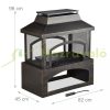 Garden fire pit 98x82x45 cm steel fireplace with firewood storage outdoor stove for burning patio 