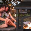 Garden fire pit 98x82x45 cm steel fireplace with firewood storage outdoor stove for burning patio 