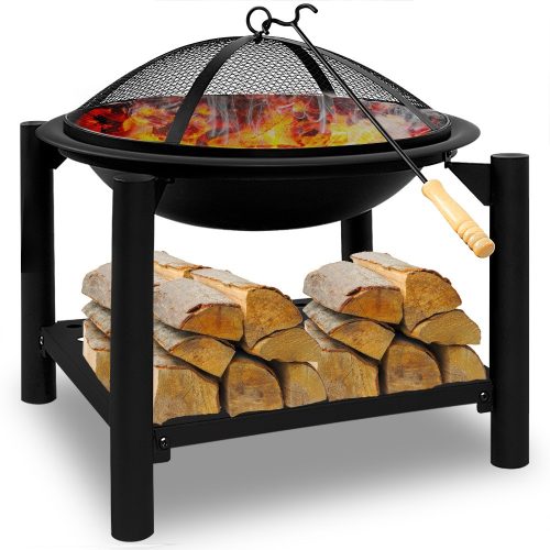 Steel fire pit, fireplace with a diameter of 50 cm, with practical storage 