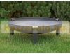 Mobile fire pit raw steel 79x79x28.5 cm antique portable fire pit bowl, fire pit grill
