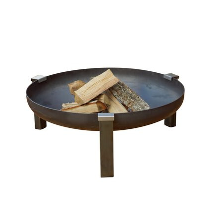 Mobile fire pit raw steel 63x63x28 cm antique portable fire pit bowl, fire pit grill