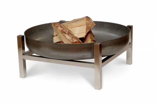 Mobile fire pit raw steel 63x63x25 cm antique portable fire pit bowl, fire pit grill