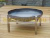 Mobile fire pit raw steel 79x79x38.5 cm antique portable fire pit bowl, fire pit grill