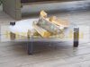 Mobile fire pit raw steel 80x80x22 cm antique portable fire pit bowl, fire pit grill