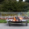 Mobile fire pit raw steel 80x80x22 cm antique portable fire pit bowl, fire pit grill