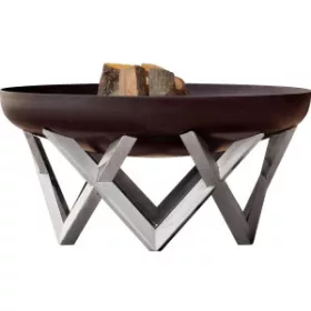   Mobil tűzrakó nyersacél 45x45x27 cm antik hordozható tűzrakó tál, tűzrakóhely grillező