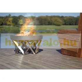 Mobil tűzrakó rozsdamentes acél 63x63x35 cm hordozható tűzrakó tál, tűzrakóhely grillező