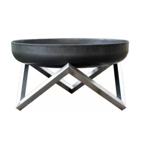   Mobil tűzrakó nyersacél 45x45x27 cm antik hordozható tűzrakó tál, tűzrakóhely grillező