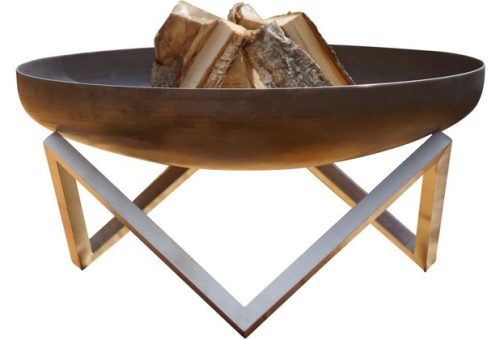 Mobile fire pit raw steel 63x63x36 cm antique portable fire pit bowl, fire pit grill