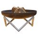 Mobile fire pit raw steel 63x63x36 cm antique portable fire pit bowl, fire pit grill