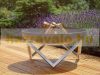 Mobile fire pit raw steel 63x63x36 cm antique portable fire pit bowl, fire pit grill