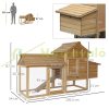 Hen house 150x54x87 cm poultry house with nesting box pine wood chicken house weatherproof birdhouse, cage