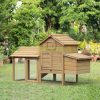 Hen house 150x54x87 cm poultry house with nesting box pine wood chicken house weatherproof birdhouse, cage