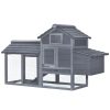 Hen house with run, nest and removable tray 150.5x54x87 cm, natural wood gray hen cage