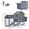 Hen house with run, nest and removable tray 150.5x54x87 cm, natural wood gray hen cage