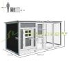 Hen house 160x75x80 cm poultry house with nesting box pine wood chicken house gray and white birdhouse, cage