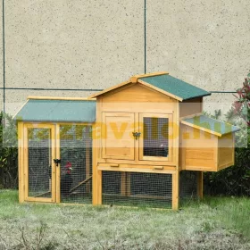   Tyúkól 168x75x103 cm baromfiház fészekrakó láda tömör fa csirkeház időjárásálló madárház, ketrec